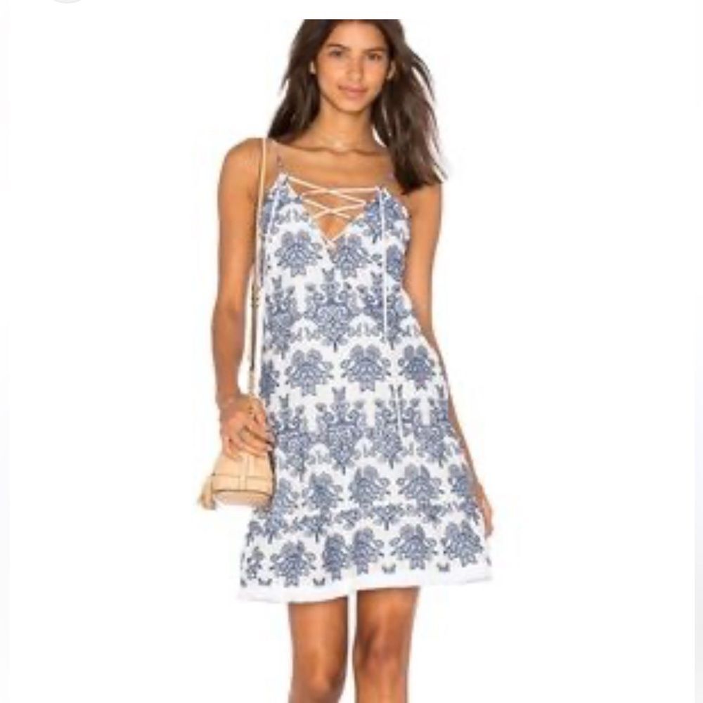 Nicholas 100% Cotton Blue And White Floral Dress, Us6